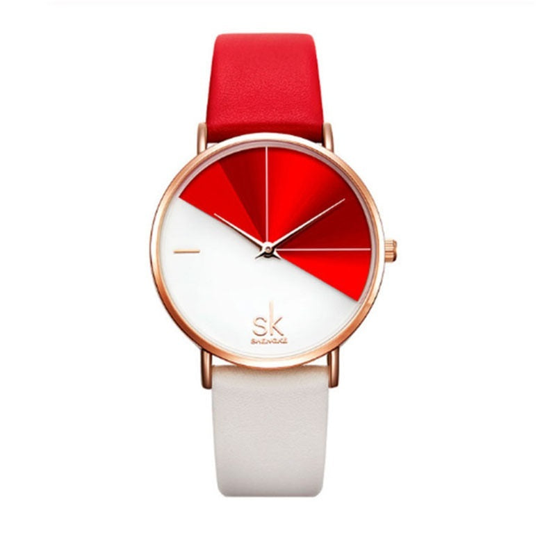 Two-tone belt rose gold female watch