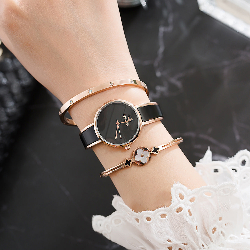 Korean Version Of Mori Female Series Simple Watch Exquisite Full Diamond Shell Bracelet