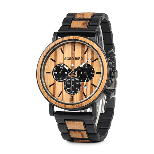 Bobo Bird Wood Watch Quartz Watch Three Eye