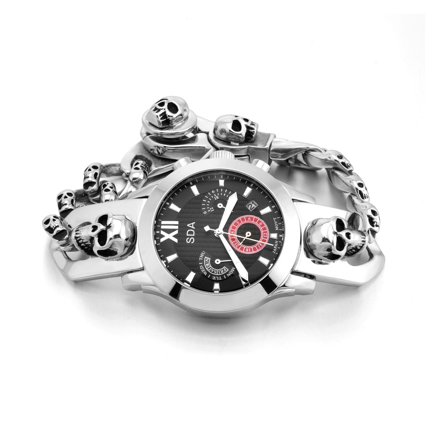 Stainless Steel Creative Quartz Watch Fashion Corrosion Resistant New Titanium Steel Skull Men'S Watch