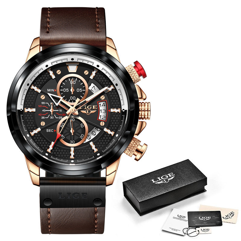 Quartz Watch Multifunction Chronograph Sports Waterproof Watch
