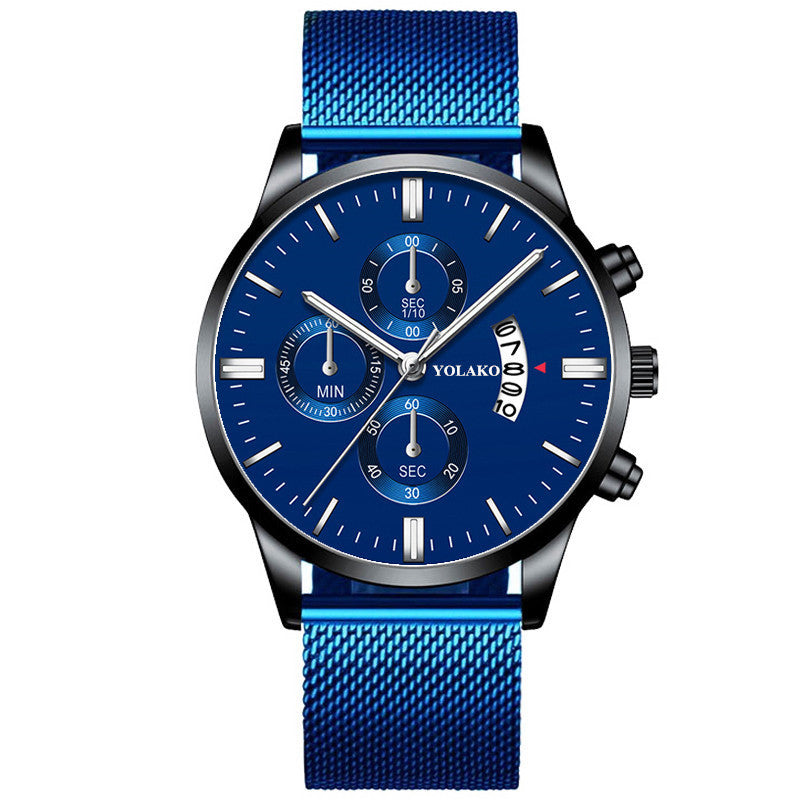 Blue Men's Mesh Strap Watch Men's Quartz