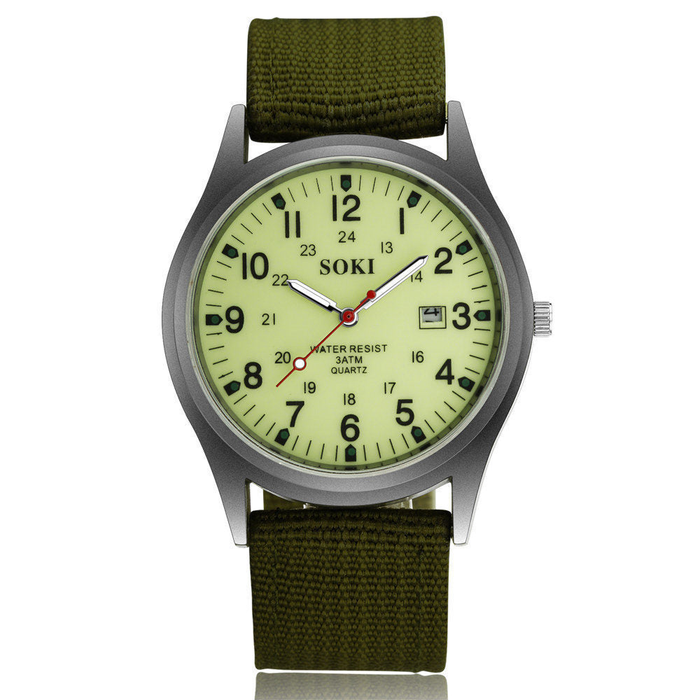 Men's Luminous Quartz Watch Sports Date Display Clock