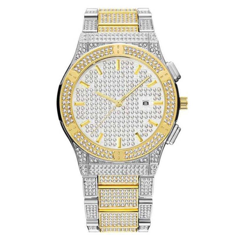 Alloy Water-Resistant Diamond-Studded British Watch Men