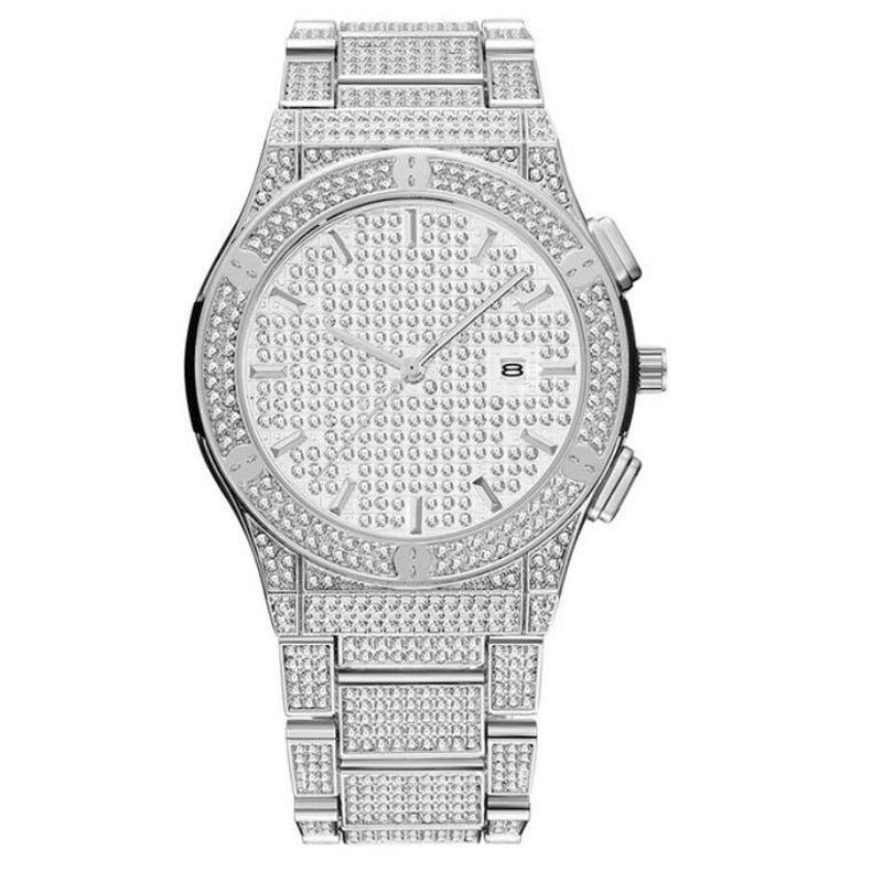 Alloy Water-Resistant Diamond-Studded British Watch Men