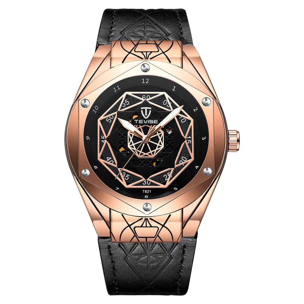 Automatic mechanical watch men's spider waterproof watch leather belt watch