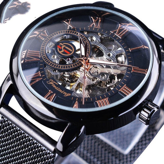 Fashion Casual Roman Hollow Automatic Mechanical Watch