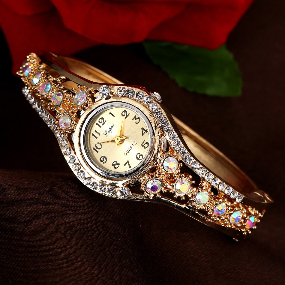 Alloy rhinestone bracelet watch