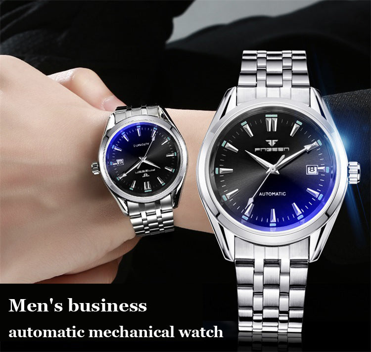 Blue nail automatic skeleton mechanical watch