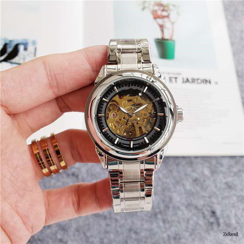 Men's Steel Band Hollow Mechanical Watch