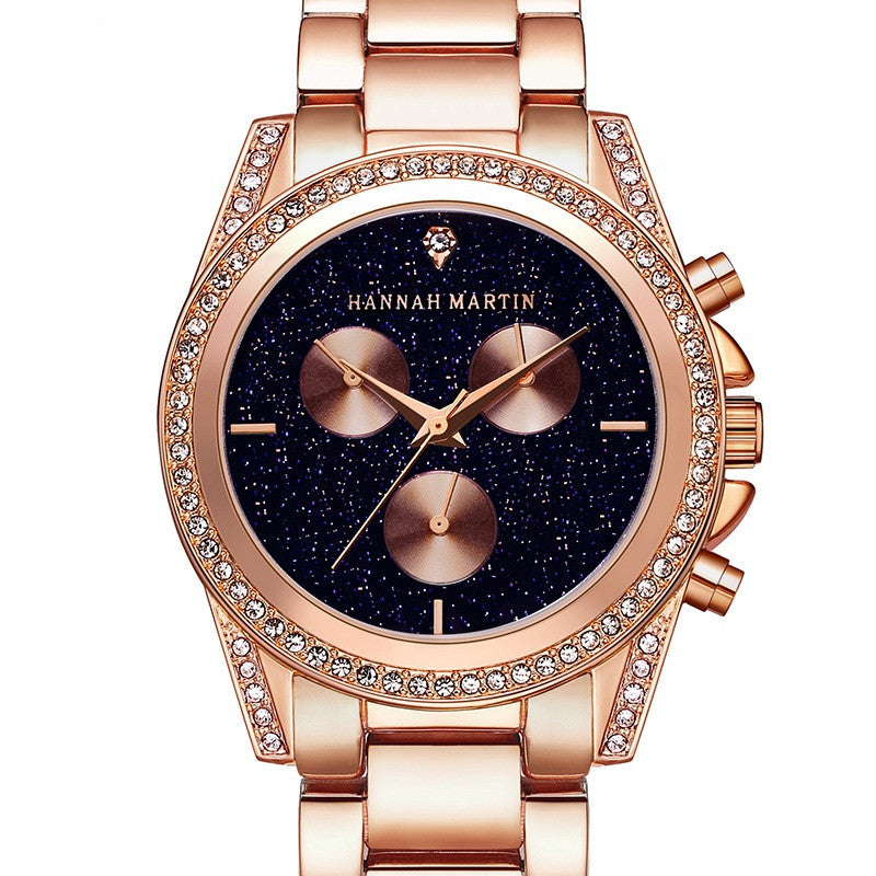 Ladies Rose Gold Fashion Diamond Watch Waterproof Quartz