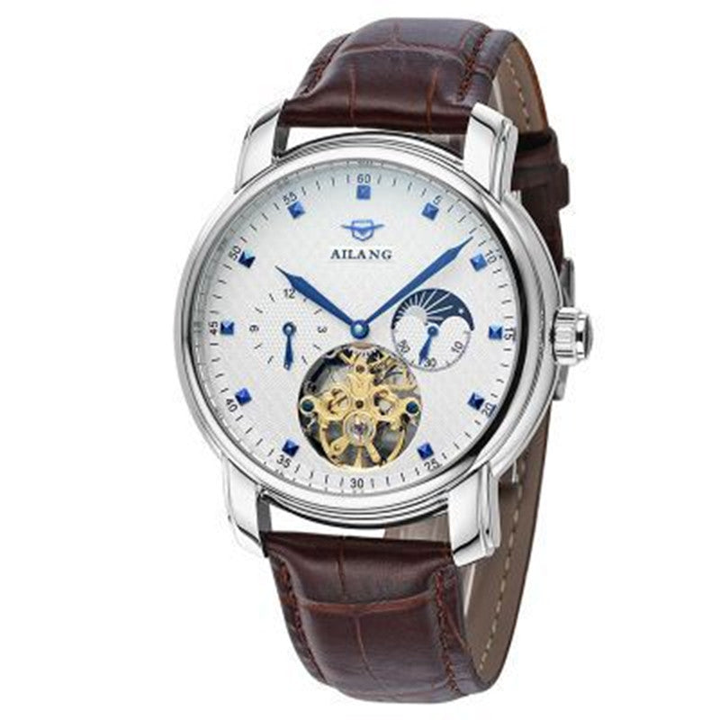 Ailang Automatic Leather Hollow Waterproof Mechanical Watch