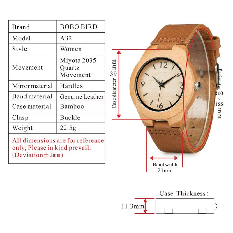 Bamboo Watch Leather Belt