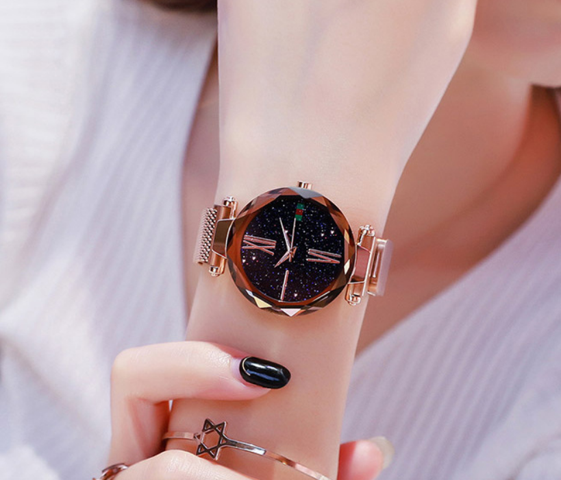 Luxury Women Watches Mesh Ladies Clock Magnet