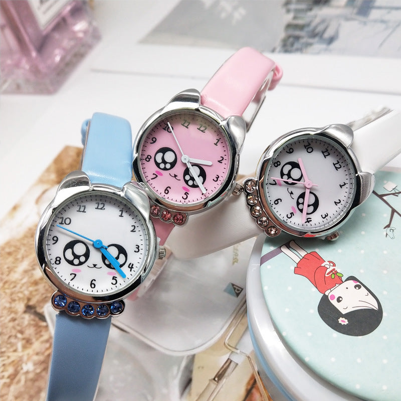 Cute cartoon belt simple rhinestone watch