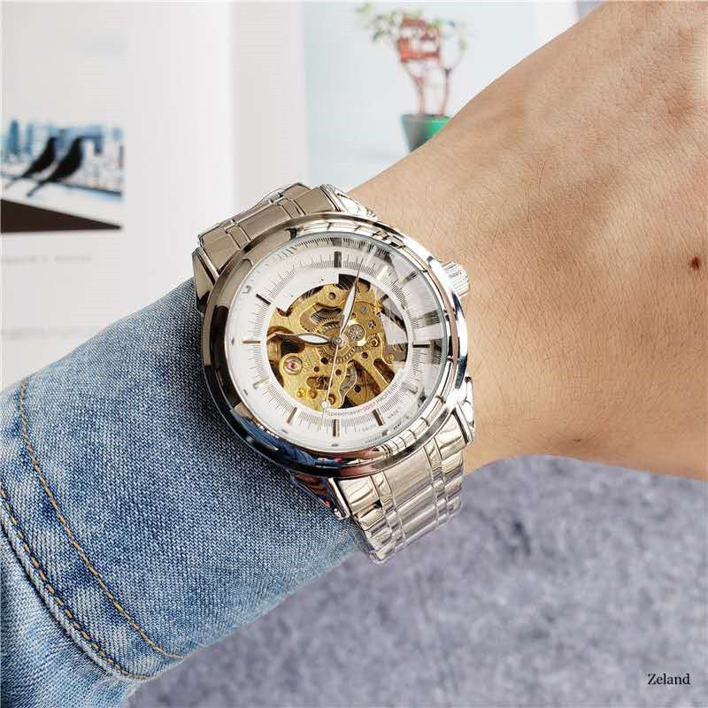 Men's Steel Band Hollow Mechanical Watch