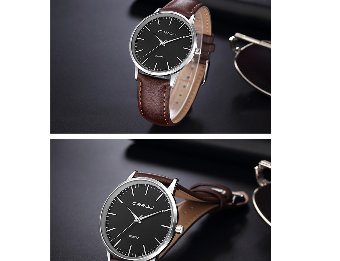 Men's casual belt watch Retro business simple ultra-thin watch fashion men's watch