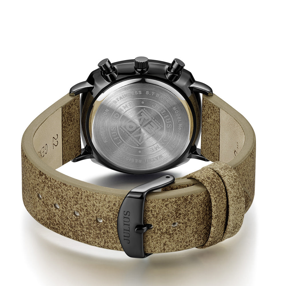 Simple large dial quartz waterproof belt men's watch