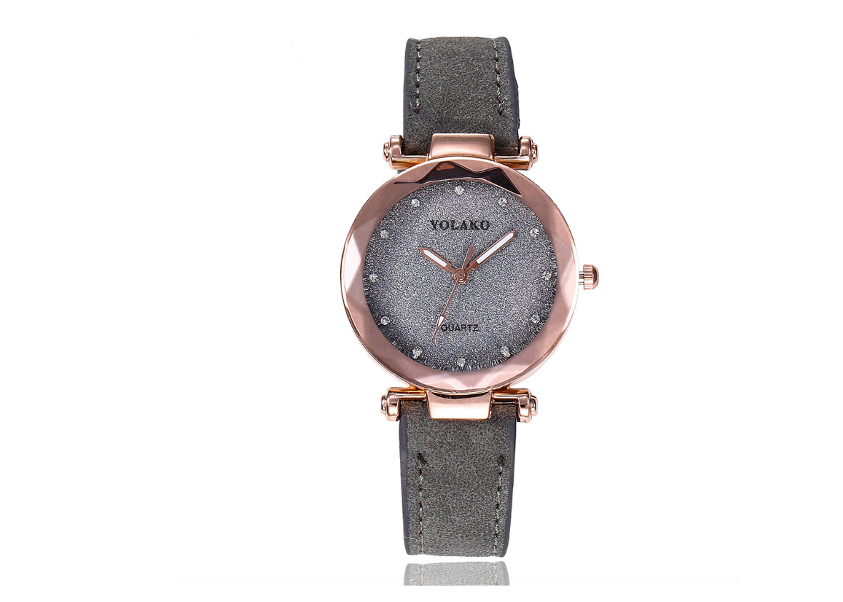 Matte belt color foundation with diamond dial quartz watch