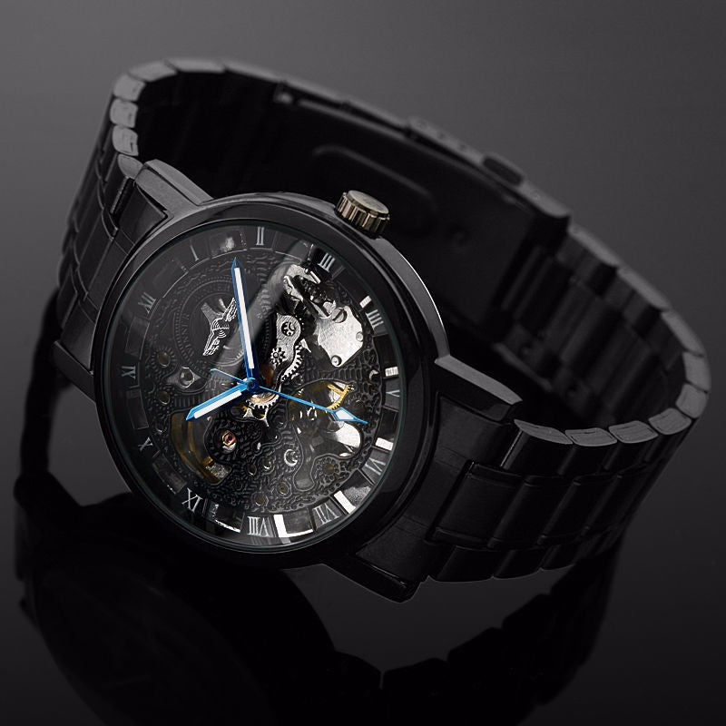 Mechanical watch automatic mechanical watch All black men's casual fashion watch male watch