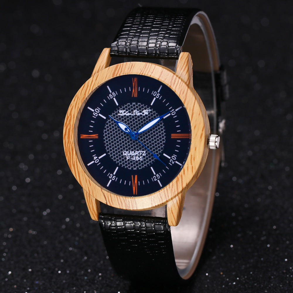 Leather wooden watch