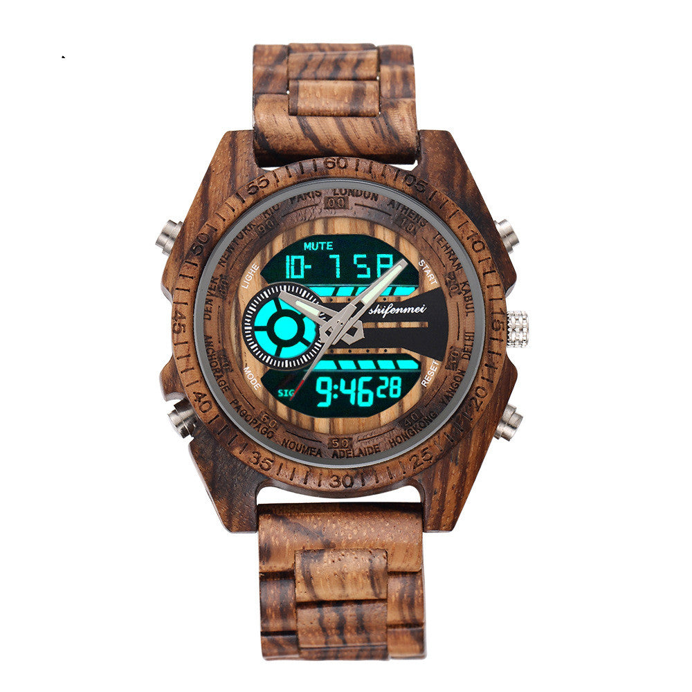 Classic wooden leisure electronic quartz watch