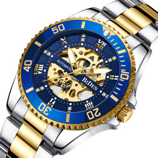Mechanical Hollow Waterproof Luminous Steel Band Watch