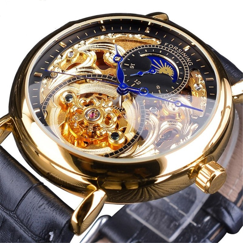 Carved hollow automatic mechanical watch