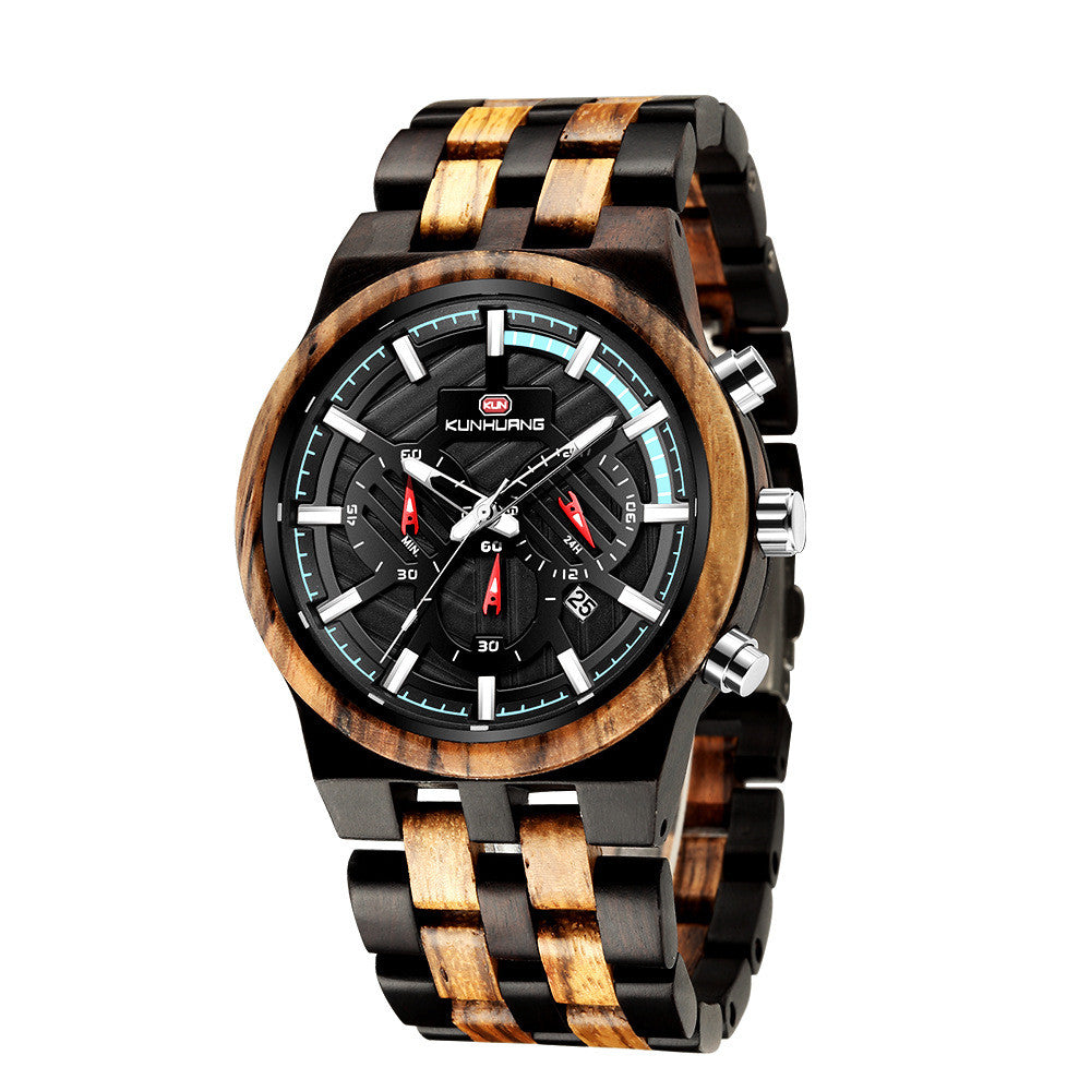 Wooden watch large dial quartz watch