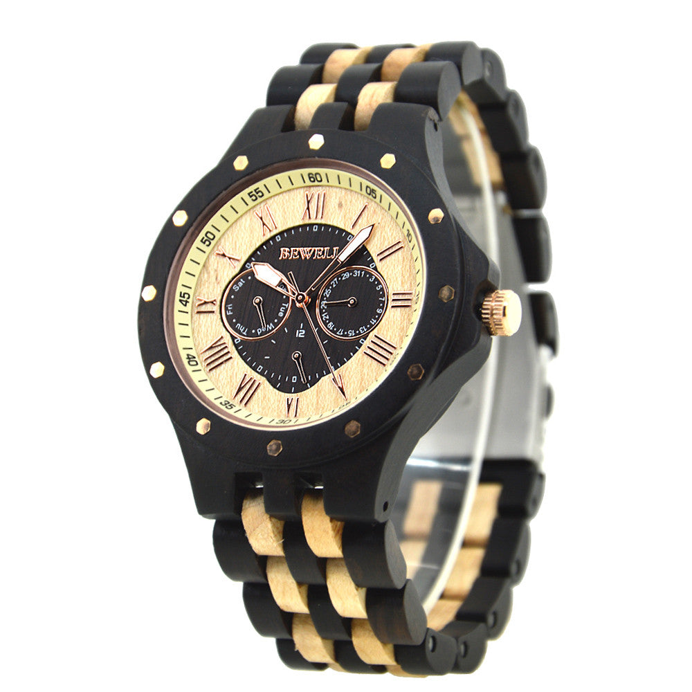 Six-pin multi-function quartz watch