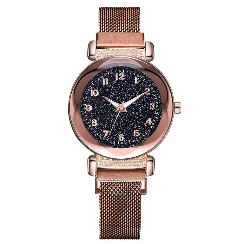 Diamond Starry Sky Digital Luminous Milan Mesh Belt Ladies Watch