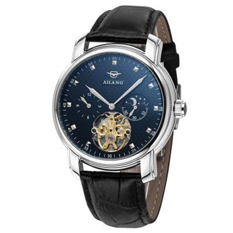 Ailang Automatic Leather Hollow Waterproof Mechanical Watch