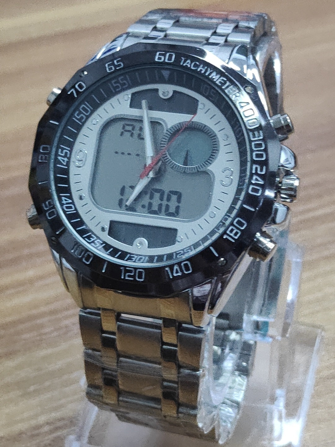 Waterproof Double Display Luminous Steel Band Watch