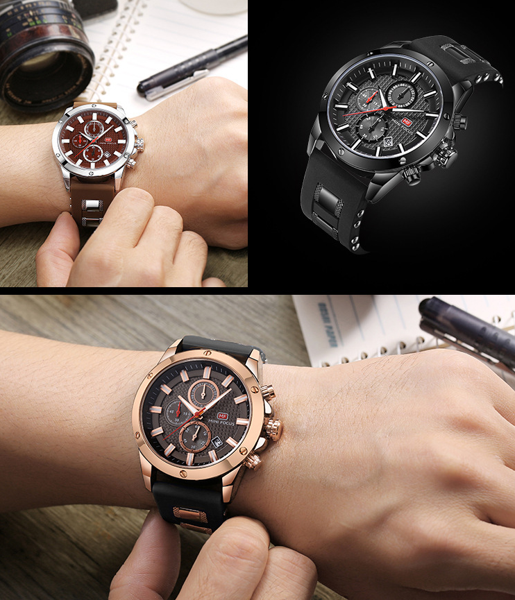 Explosion models hot fashion business men's watch three eye timing sports quartz watch