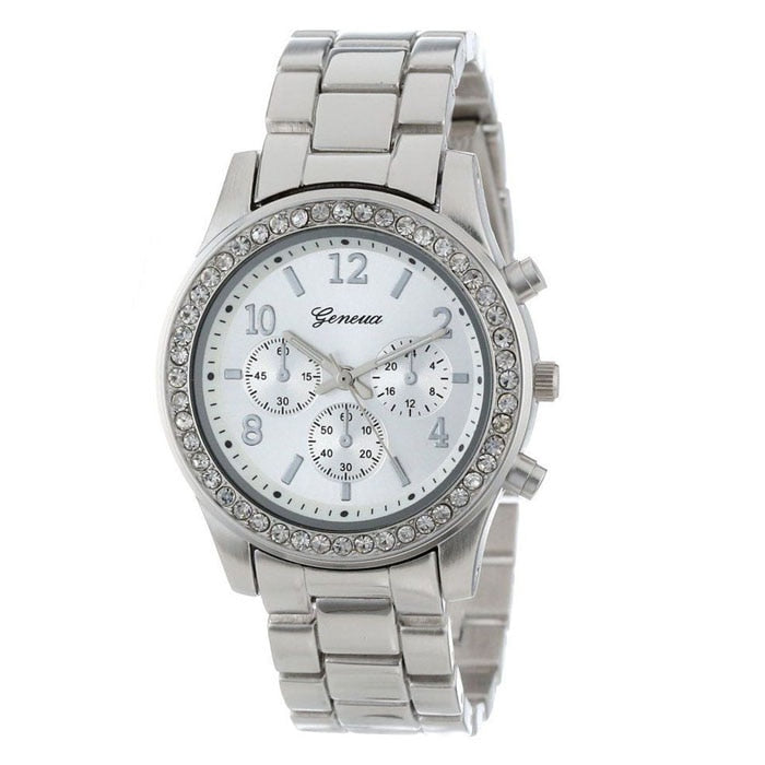 Diamond bracelet watch stainless steel belt watch Geneva alloy watch