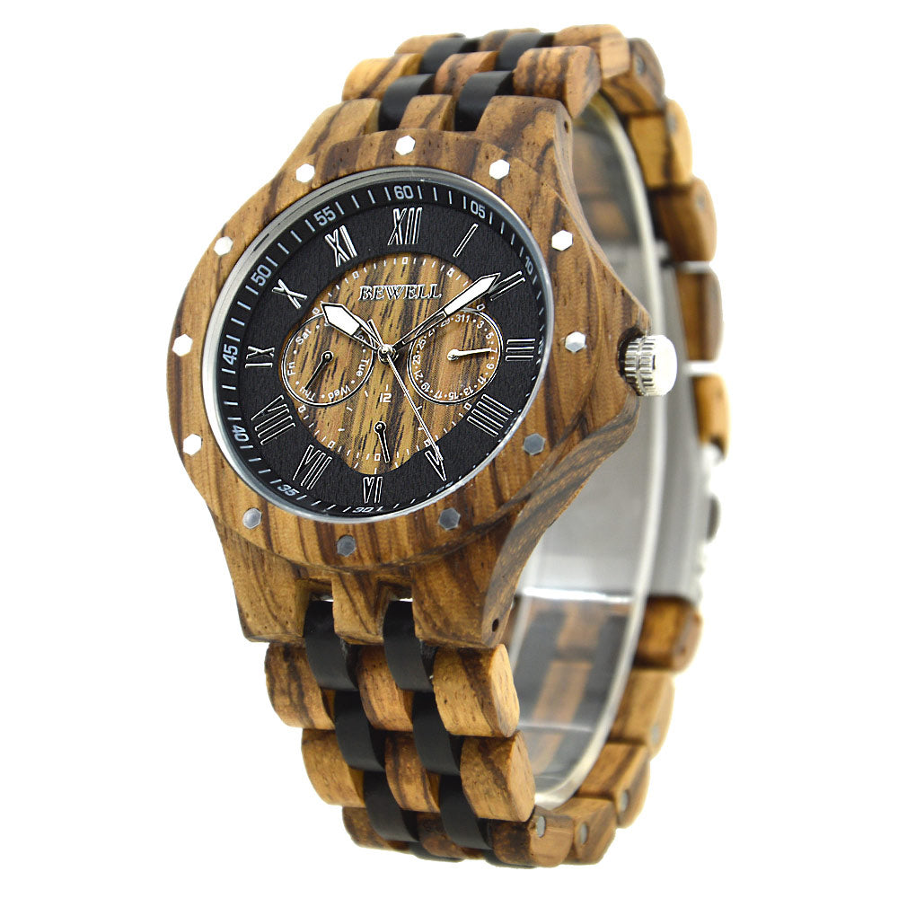 Six-pin multi-function quartz watch