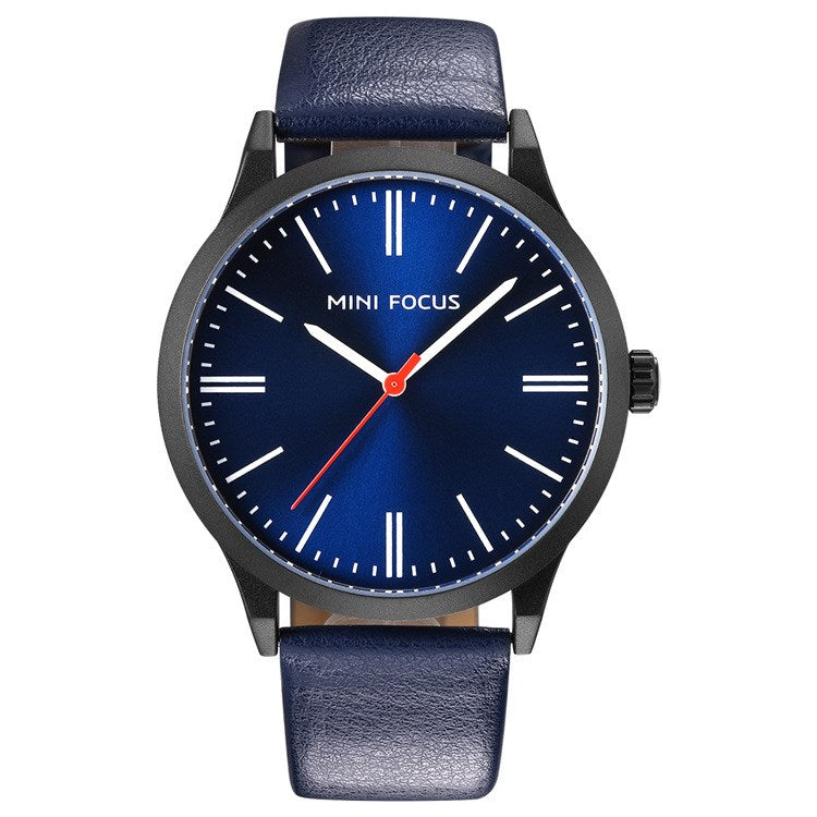 Men's Watch Blue Quartz Casual Leather Strap