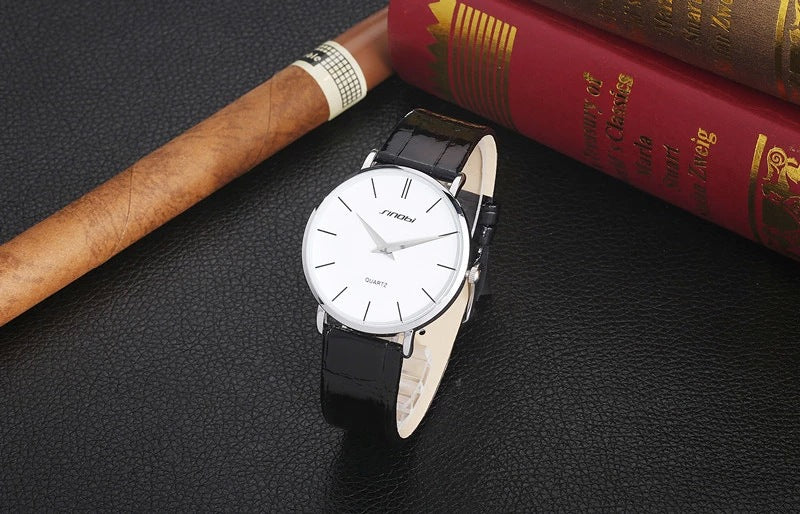 The men's slim leather watch Boys Korean fashion retro quartz watch waterproof non mechanical watch