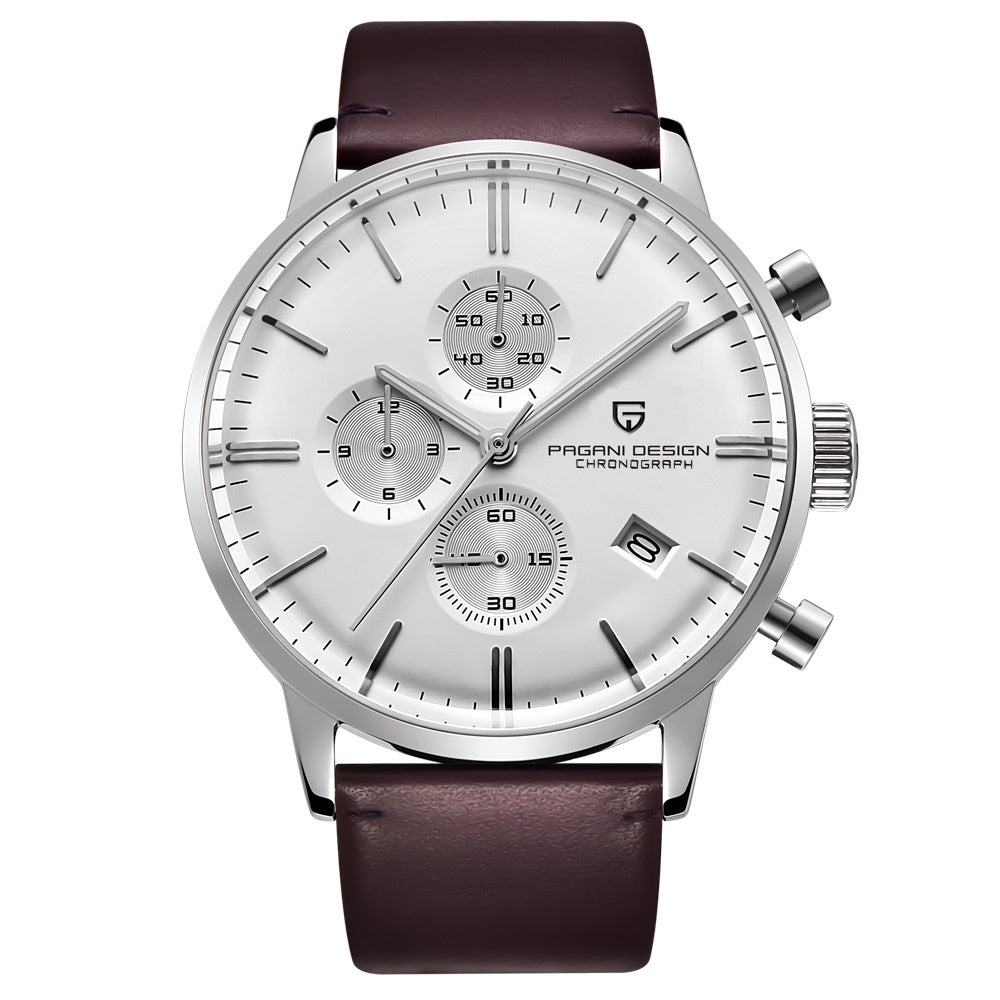 Multi-function three-eye calendar watch