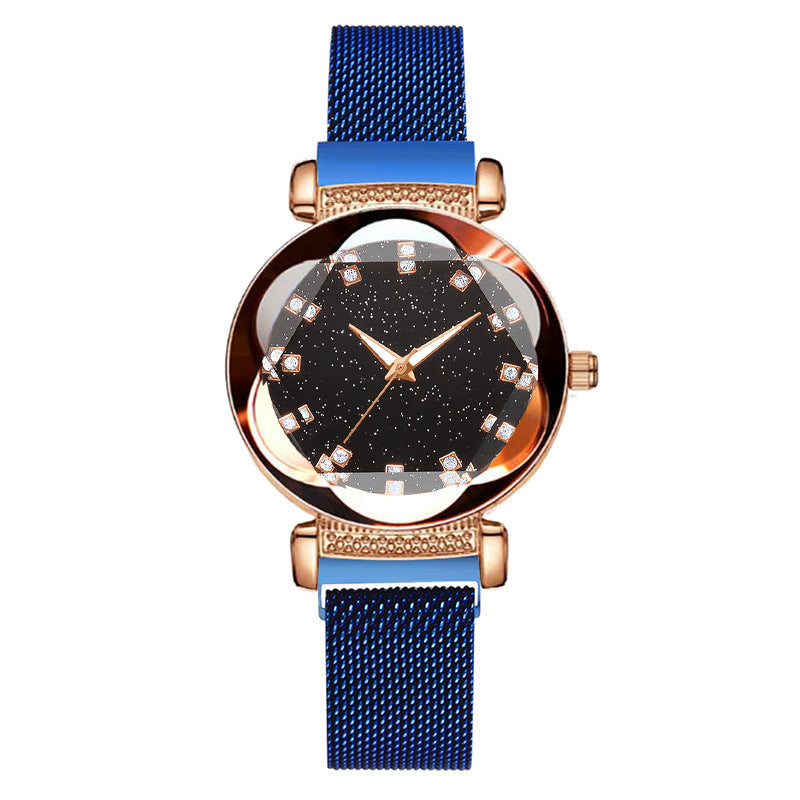 Diamond Starry Sky Digital Luminous Milan Mesh Belt Ladies Watch