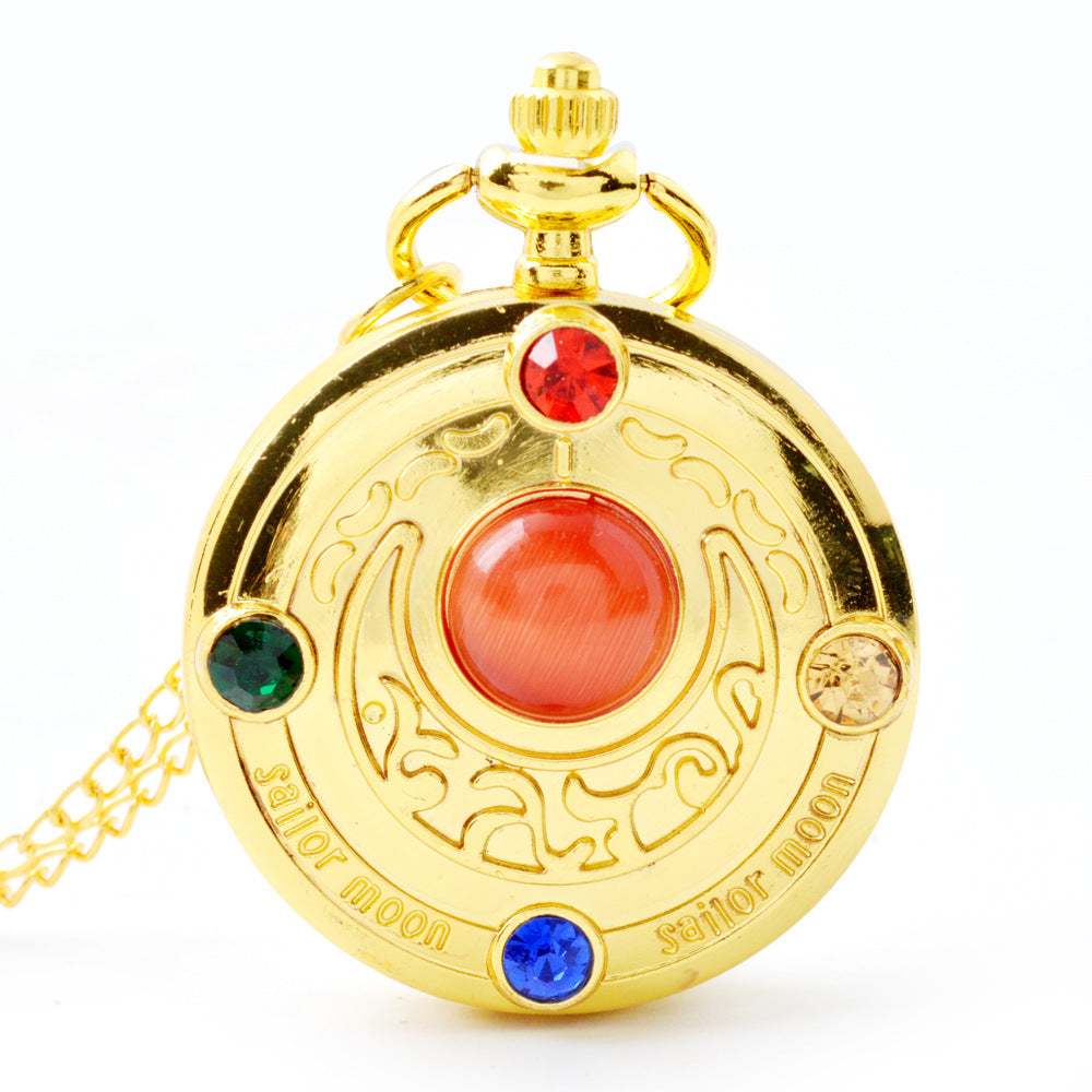 Cartoon female quartz necklace pocket watch beautiful girl with diamond pocket watch