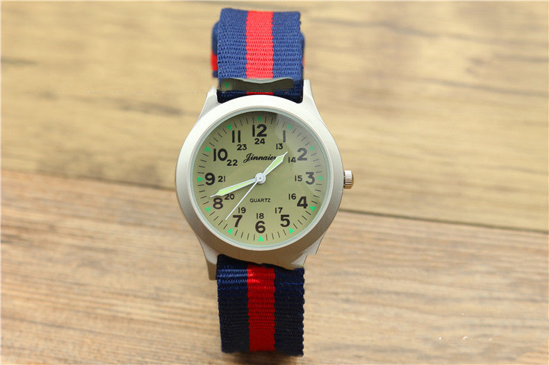 Male and female students outdoor sports nylon watch