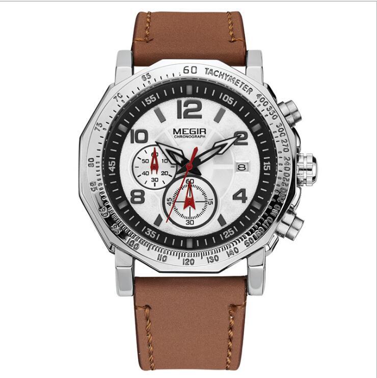 Leather Men's Quartz Watch Multi-function Chronograph Waterproof Sports Watch