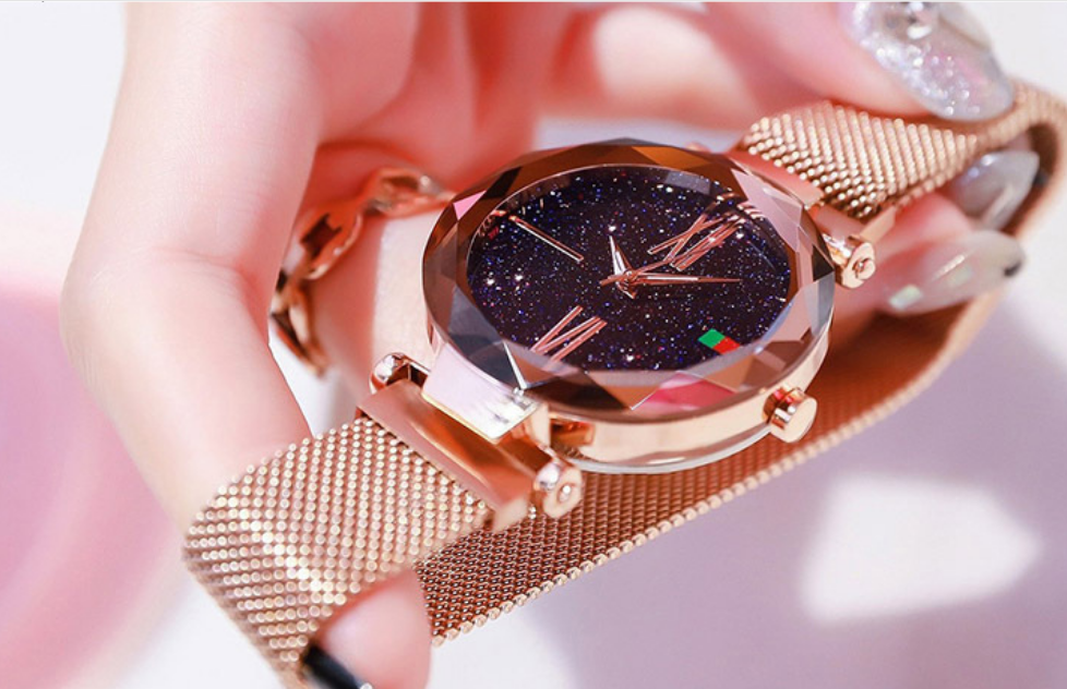 Luxury Women Watches Mesh Ladies Clock Magnet