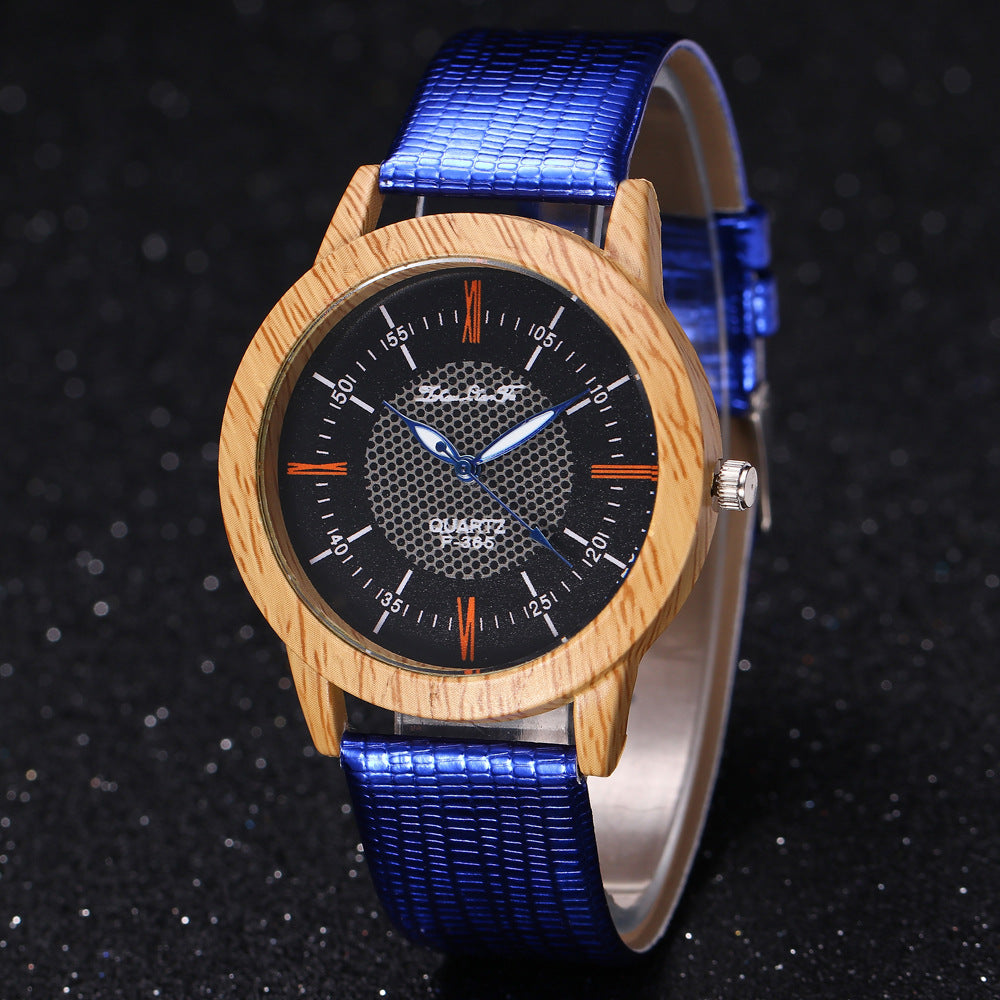 Leather wooden watch