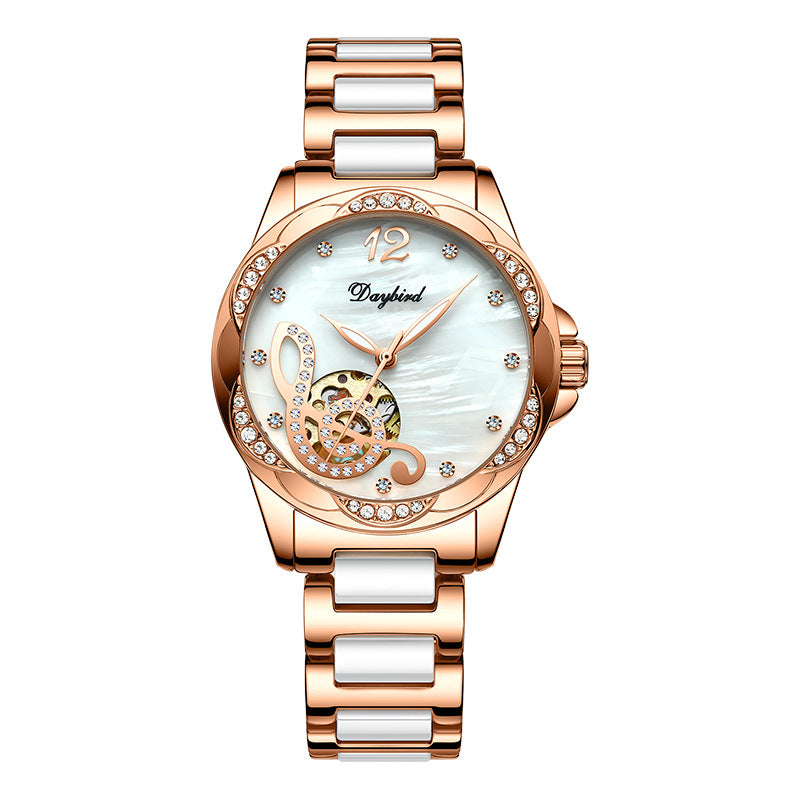 Female hollow automatic mechanical watch