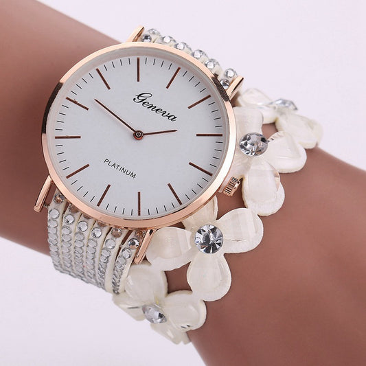 Fashion Geneva Flowers Watches Women Dress