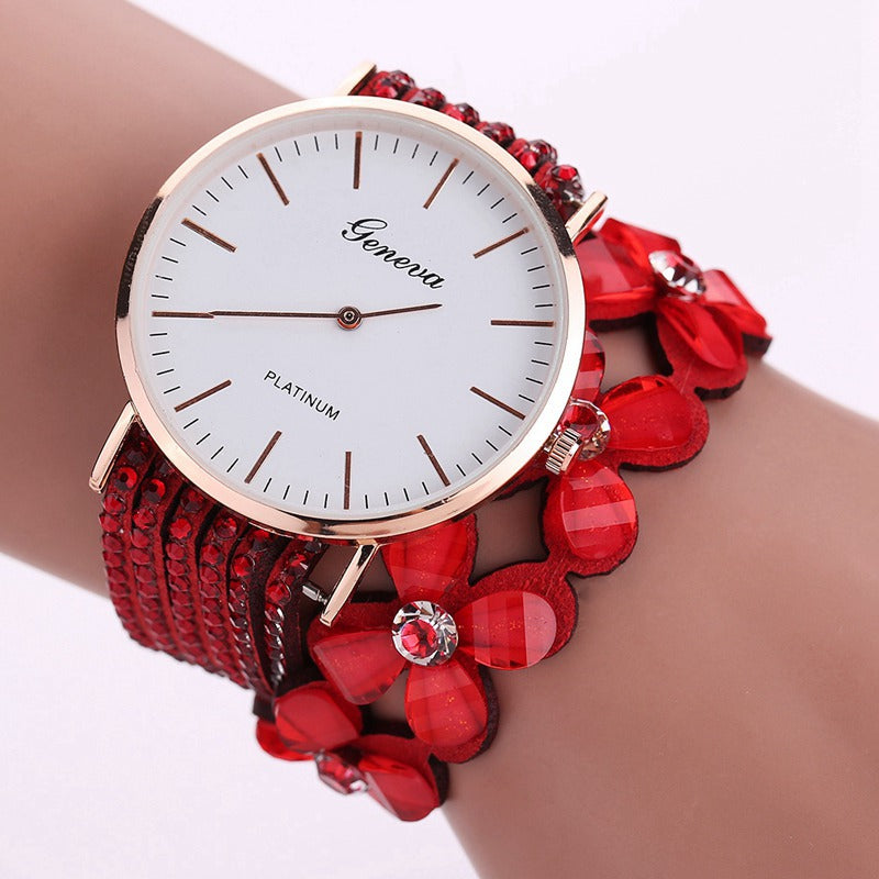 Fashion Geneva Flowers Watches Women Dress