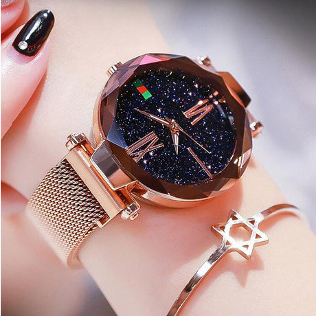 Luxury Women Watches Mesh Ladies Clock Magnet