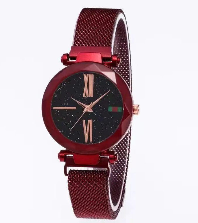 Luxury Women Watches Mesh Ladies Clock Magnet